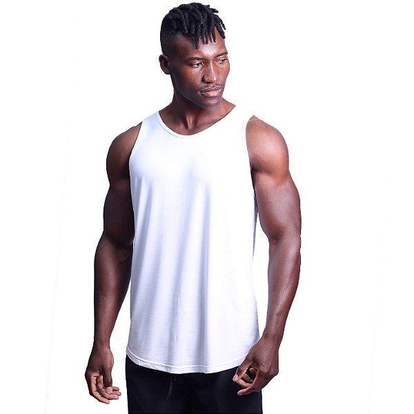 Regata Viscose Cavada Longline Masculina Premium MXD Conceito Branco