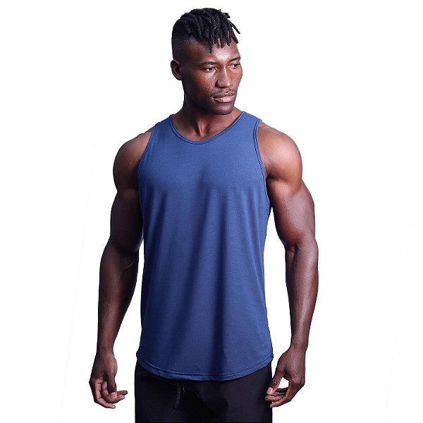 Regata Viscose Cavada Longline Masculina Premium MXD Conceito Azul Marinho