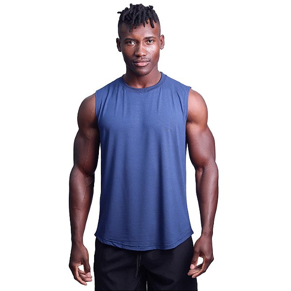 Regata Viscose Machão Longline Masculina Premium MXD Conceito Azul Marinho