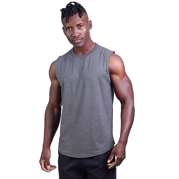 Regata Viscose Machão Longline Masculina Premium MXD Conceito Mescla Escuro