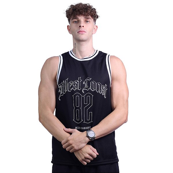 Regata Basquete Dry Masculina MXD Conceito West Coast 82 Preto