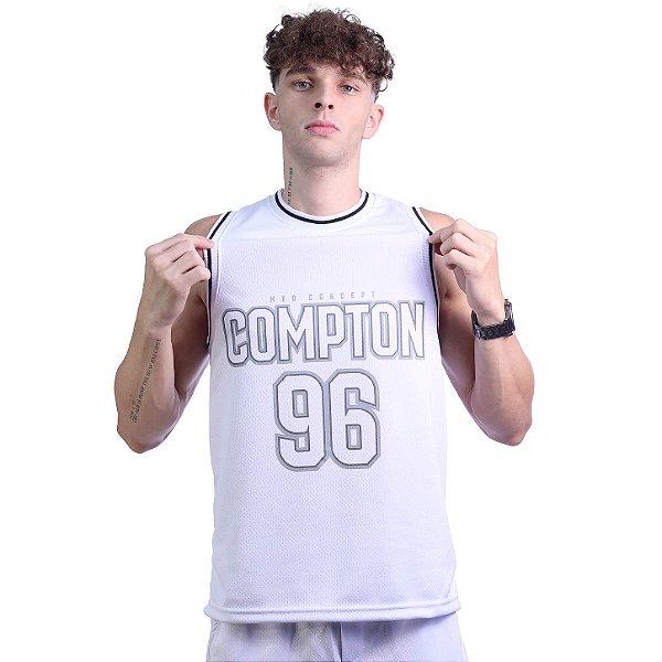 Regata Basquete Dry Masculina MXD Conceito Compton 96 Branco