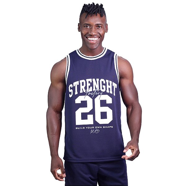 Regata Basquete Dry Masculina MXD Conceito Strenght 26 Azul Marinho