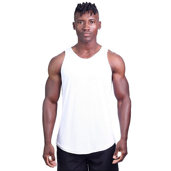 Regata Poliamida Cavada Longline Masculina Premium MXD Conceito Branco