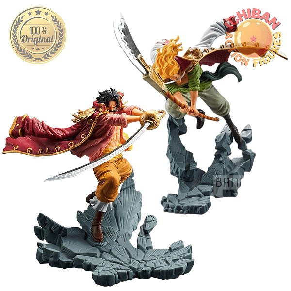 CONJUNTO GOL D. ROGER E BARBA BRANCA ONE PIECE MANHOOD BANPRESTO 100% ORIGINAL LACRADO