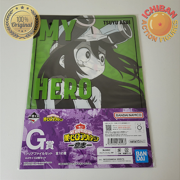 PASTA DUPLA ASUI TSUYU E HEROES MY HERO ACADEMIA LETRA G ICHIBAN KUJI 100% ORIGINAL LACRADO