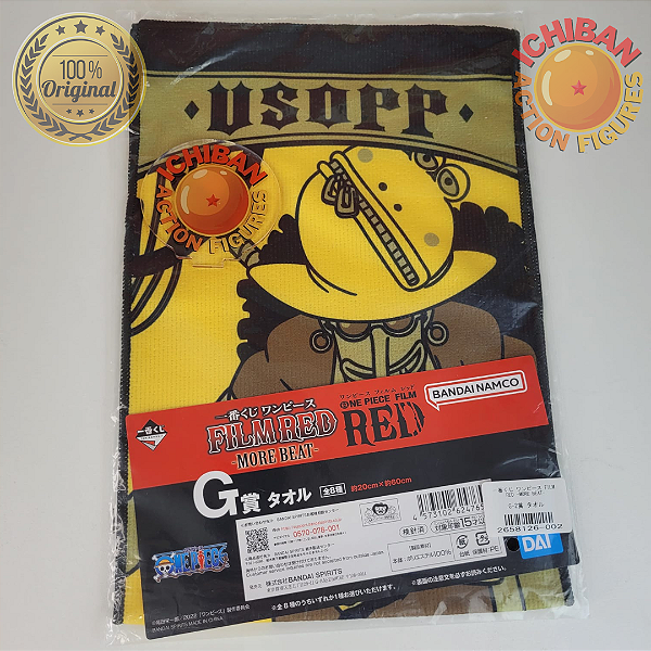 TOALHA USOPP ONE PIECE RED MOVIE LETRA G ICHIBAN KUJI 100% ORIGINAL LACRADO