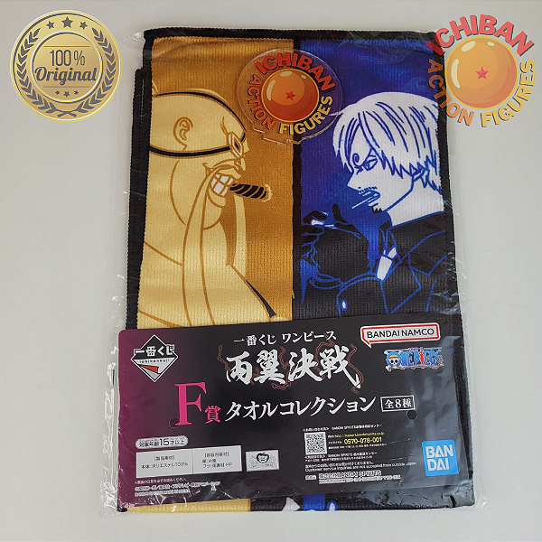 TOALHA SANJI E QUEEN ONE PIECE BOTH WINGS DECIDING MATCH LETRA F ICHIBAN KUJI 100% ORIGINAL LACRADO