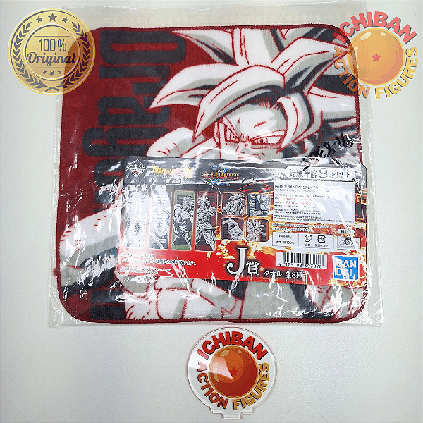 TOALHA GOGETA SSJ DRAGON BALL Z VS OMNIBUS ICHIBAN KUJI LETRA J 100% ORIGINAL LACRADO