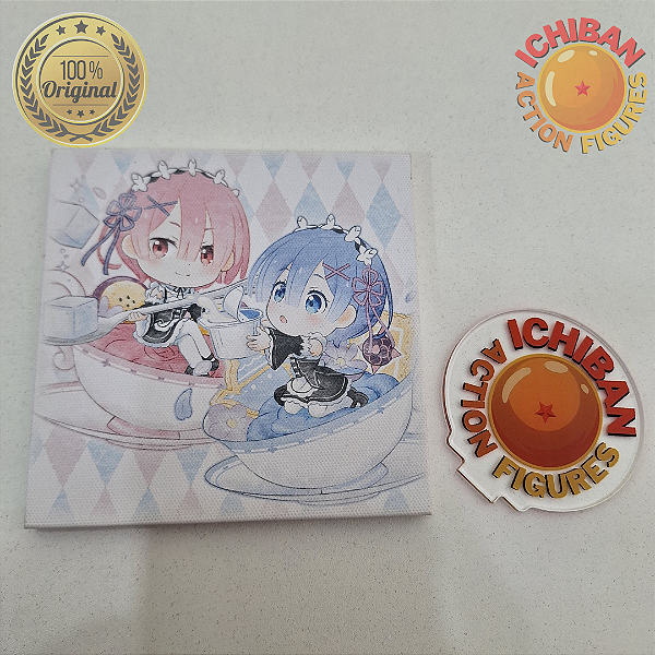 PLACA MDF RAM E REM NA XÍCARA RE:ZERO STARTING LIFE IN ANOTHER WORLD ICHIBAN KUJI 100% ORIGINAL