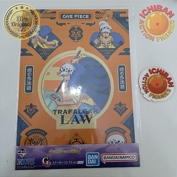CARTELA DE ADESIVOS LAW ONE PIECE LETRA G ICHIBAN KUJI 100% ORIGINAL LACRADO