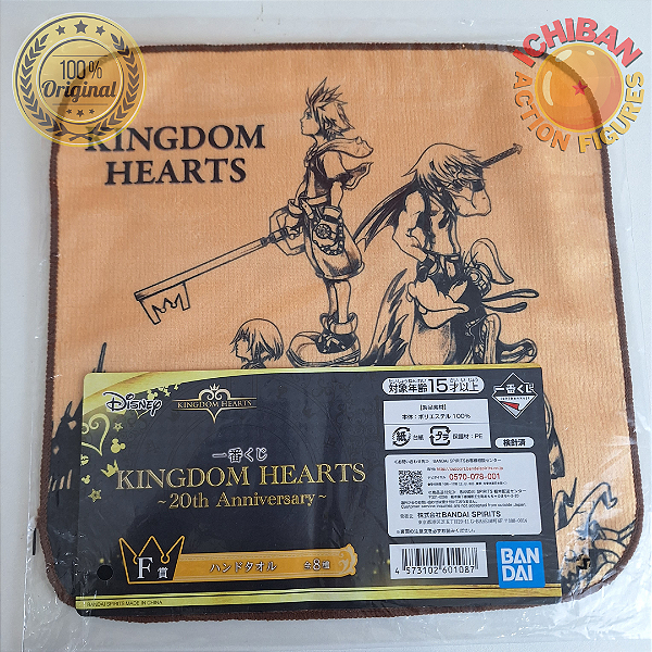 TOALHA CHARACTERS KINGDOM HEARTS 20TH ANNIVERSARY LETRA F ICHIBAN KUJI 100% ORIGINAL LACRADO