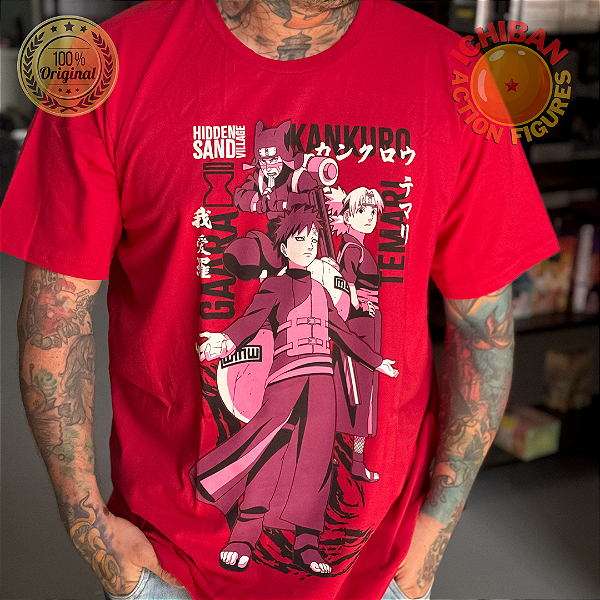 CAMISETA TIME DA AREIA VERMELHA NARUTO SHIPPUDEN GG 100% ORIGINAL LICENCIADA VIZ MIDIA