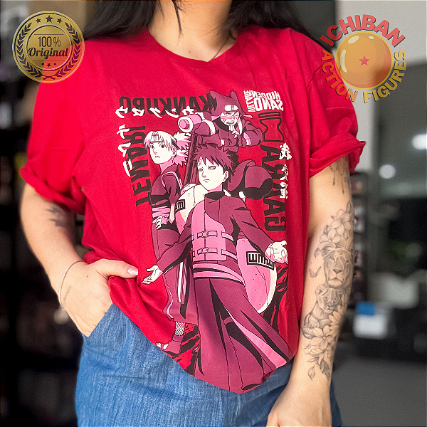 CAMISETA TIME DA AREIA VERMELHA NARUTO SHIPPUDEN G 100% ORIGINAL LICENCIADA VIZ MIDIA
