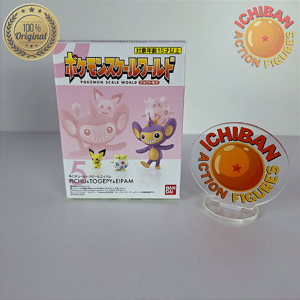 PICHU, TOGEPY E EIPAM POKÉMON SCALE WORLD JOHTO SET E ETHAN BANDAI 100% ORIGINAL LACRADO