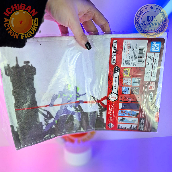 TOALHA BRANCA EVANGELION ICHIBAN KUJI LETRA F BANDAI 100% ORIGINAL LACRADO