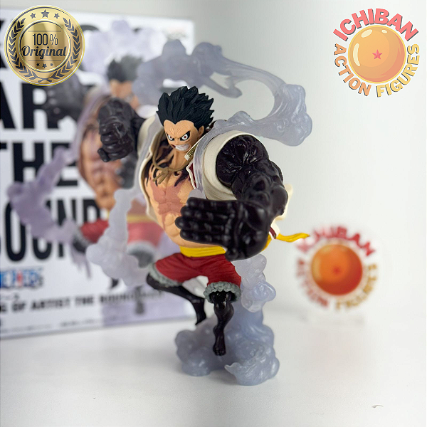 MONKEY D. LUFFY SEM CAMISA DE COLETE BEGE GEAR 4 ONE PIECE WANO KING OF ARTIST BANPRESTO 100% ORIGINAL COM CAIXA