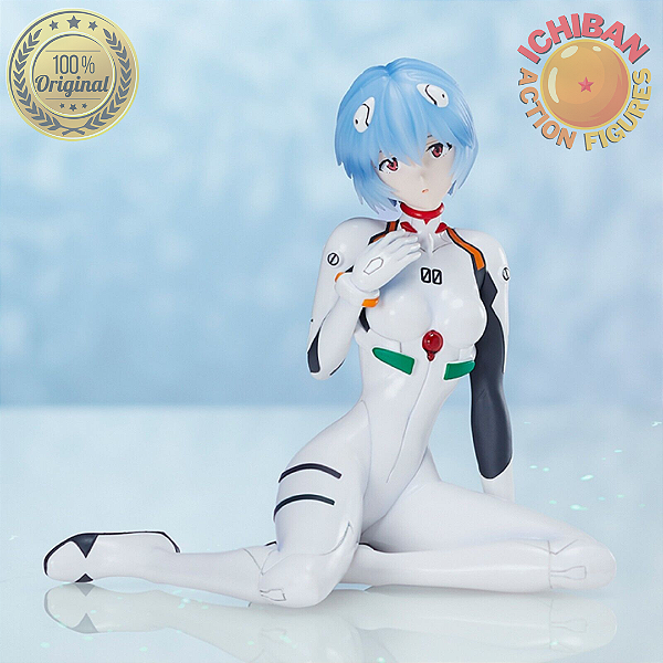REI AYANAMI SENTADA NEON GENESIS EVANGELION ICHIBAN KUJI LETRA B BANDAI 1/4 100% ORIGINAL COM CAIXA