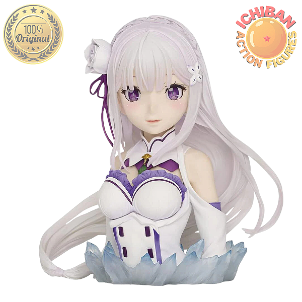 EMILIA BUSTO RE:ZERO STARTING LIFE IN ANOTHER WORLD BANDAI 100% ORIGINAL COM CAIXA