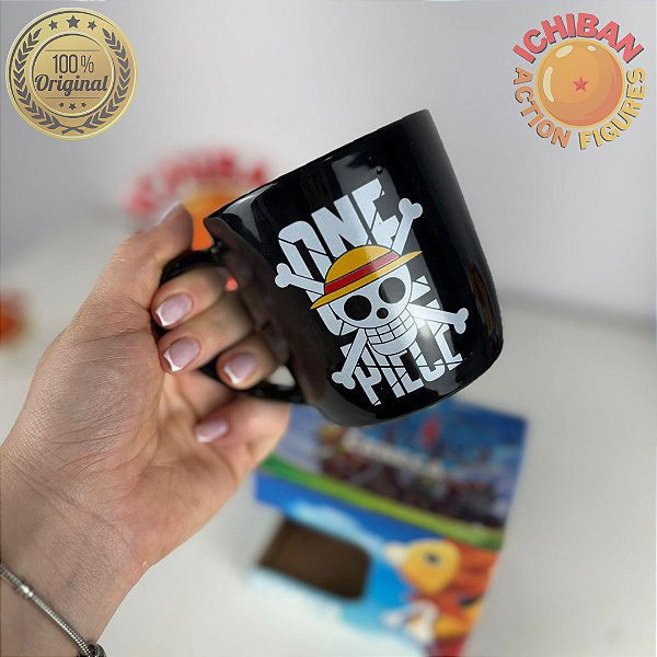 CANECA CHAPÉUS DE PALHA PRETA REDONDA ONE PIECE 100% ORIGINAL LICENCIADO TOEI
