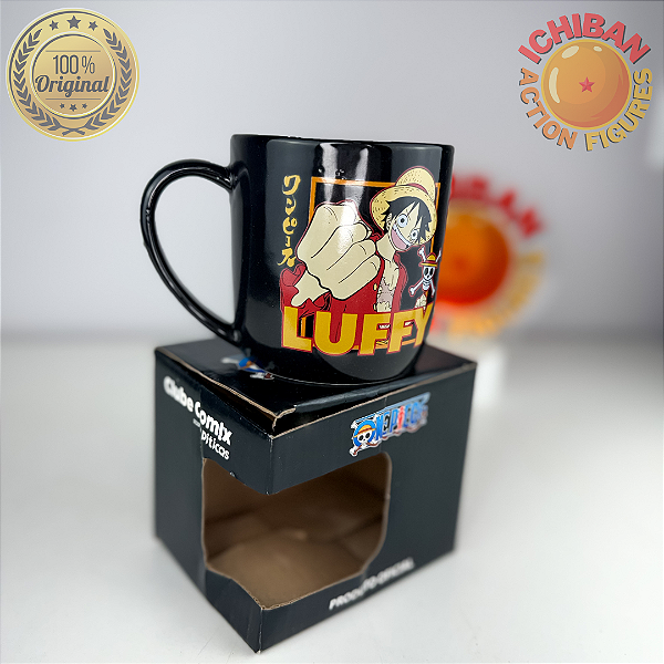 CANECA MONKEY D. LUFFY PRETA REDONDA ONE PIECE 100% ORIGINAL LICENCIADO TOEI