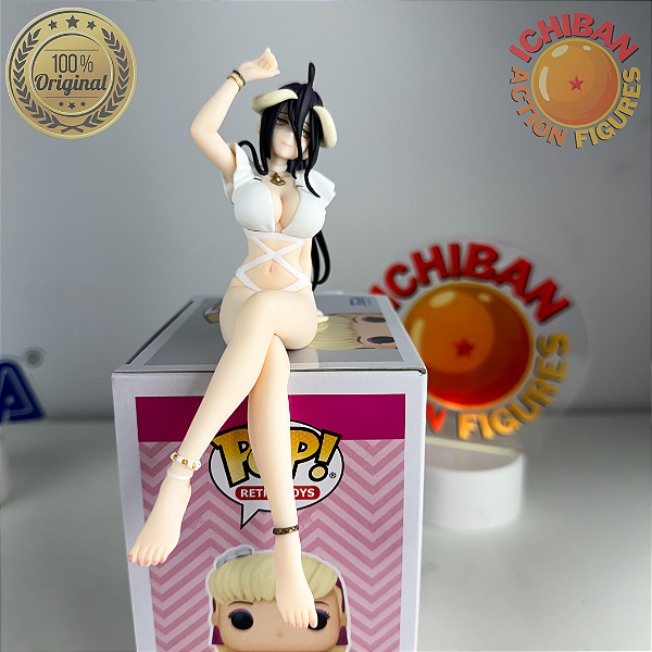 ALBEDO DE MAIÔ BRANCO SENTADA OVERLORD NOODLE STOPPER FURYU 100% ORIGINAL SEM CAIXA