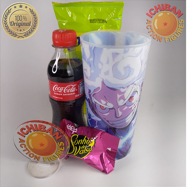 COPO LUFFY GEAR 5 ICHIBAN ACTION FIGURES + SNACKS PACOTE BLACK
