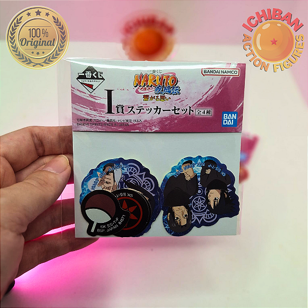 SET DE ADESIVOS NARUTO SHIPPUDEN ICHIBAN KUJI LETRA I BANDAI 100% ORIGINAL LACRADO