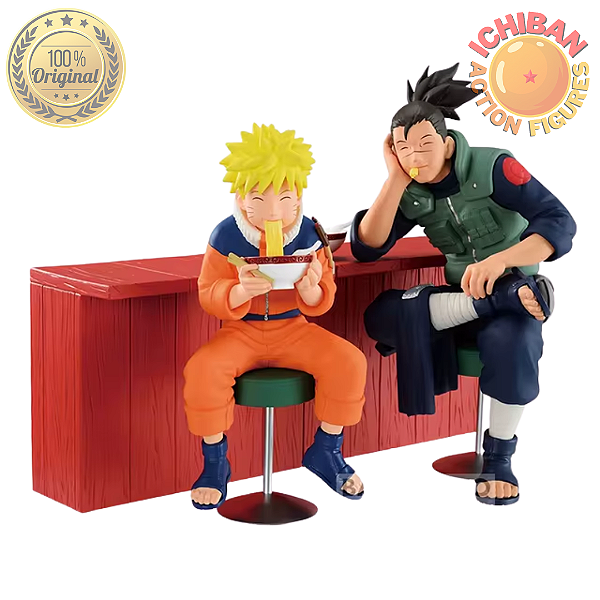 CONJUNTO UZUMAKI NARUTO E IRUKA SENSEI NARUTO CLÁSSICO ICHIRAKU LAMEN BANPRESTO 100% ORIGINAL LACRADO