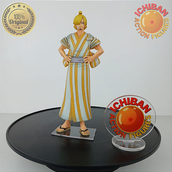 VINSMOKE SANJI KIMONO AMARELO LISTRADO WANO ONE PIECE DXF VOL.5 BANPRESTO 100% ORIGINAL SEM CAIXA