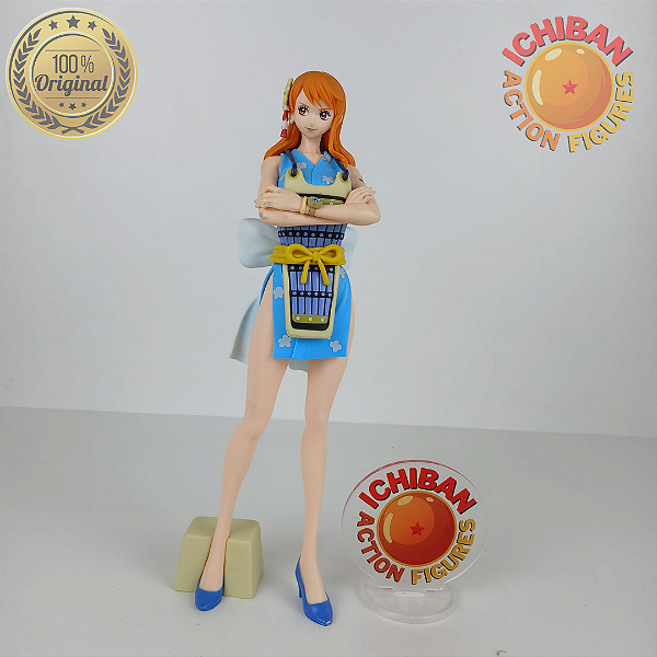 NAMI WANO KIMONO AZUL CLARO ONE PIECE GLITTER & GLAMOURS VER.2 BANPRESTO 100% ORIGINAL SEM CAIXA
