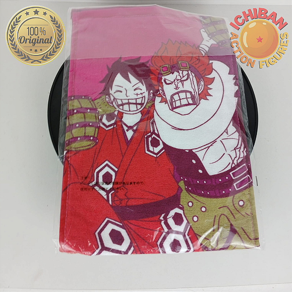 TOALHA GRANDE LUFFY E EUSTASS ROSA ONE PIECE ICHIBAN KUJI BANDAI 100% ORIGINAL LACRADO