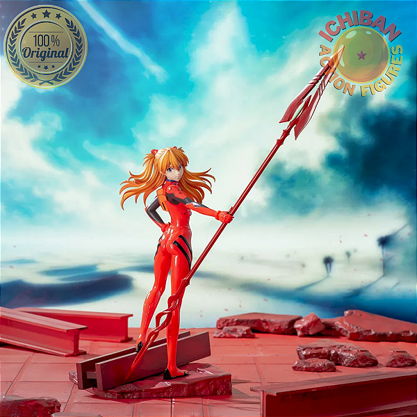 ASUKA LANGLEY COM LANÇA NEON GENESIS EVANGELION LUMINASTA SEGA 100% ORIGINAL LACRADO