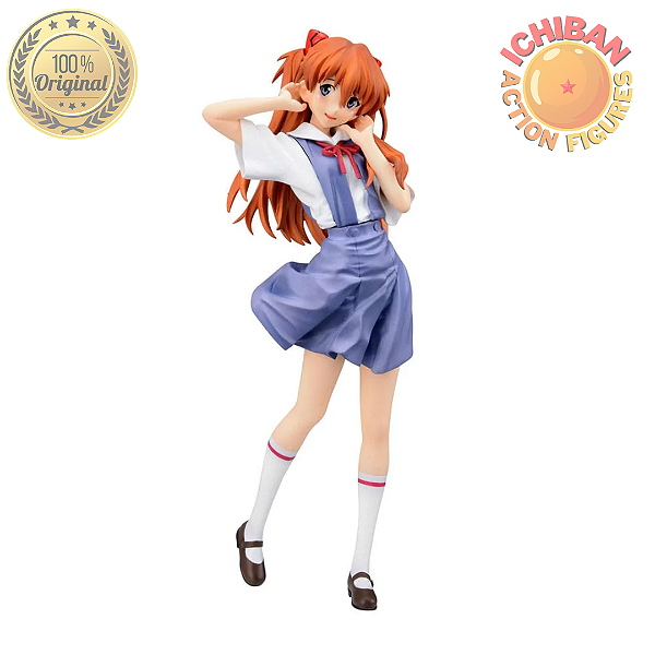 ASUKA LANGLEY COLEGIAL MÃOS NO ROSTO NEON GENESIS EVANGELION 30TH ANNIVERSARY SEGA 100% ORIGINAL LACRADO