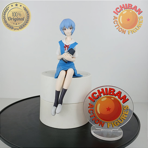 REI AYANAMI COLEGIAL SENTADA NEON GENESIS EVANGELION 30TH ANNIVERSARY CHOKONOSE SEGA 100% ORIGINAL SEM CAIXA