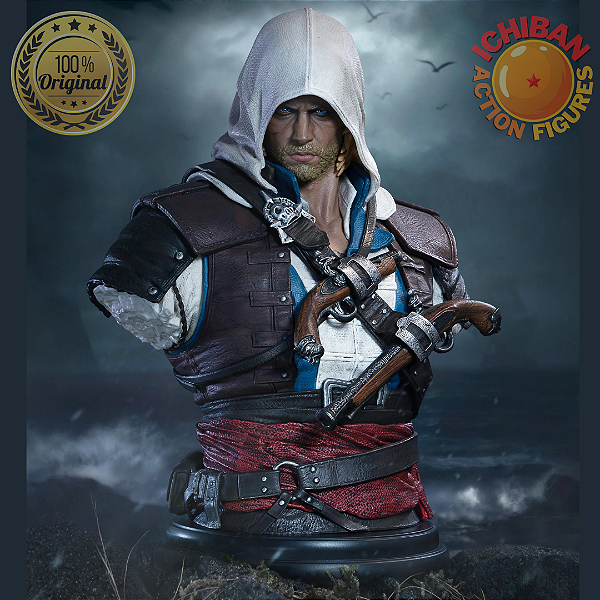 [PRÉ-VENDA OUTUBRO/26 - 50%] BUSTO EDWARD KENWAY ASSASINS CREED BLACK FLAG RESYNCED 1/4 PURE ARTS 100% ORIGINAL LACRADO