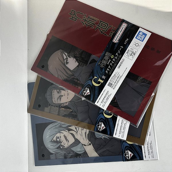 PASTA ALEATÓRIA + CARTELA DE ADESIVOS JUJUTSU KAISEN ICHIBAN KUJI LETRA G 100% ORIGINAL LACRADO