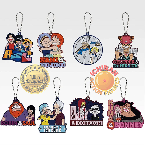 CHAVEIRO DE BORRACHA ALEATÓRIO ONE PIECE ICHIBAN KUJI LETRA I BANDAI 100% ORIGINAL