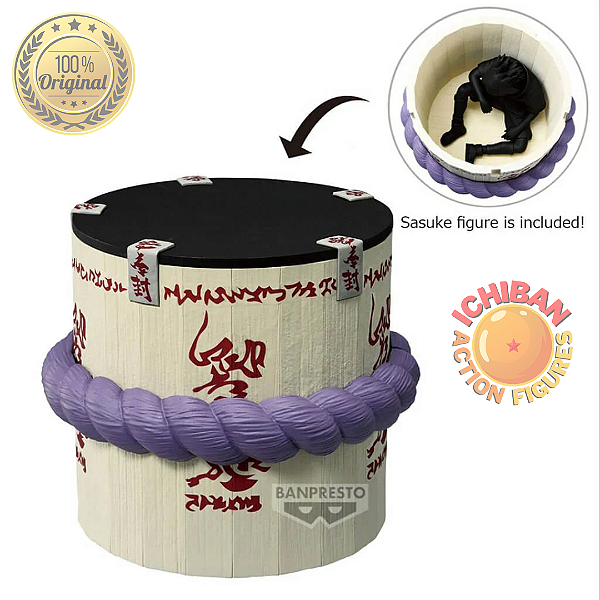 UCHIHA SASUKE SELOAMALDIÇOADO BARRIL PORTA CANETA FIGLIFE NARUTO BANPRESTO 100% ORIGINAL