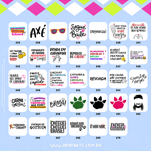 TATUAGENS INDIVIDUAIS CARNAVAL - 7x7 CM (GRANDE)