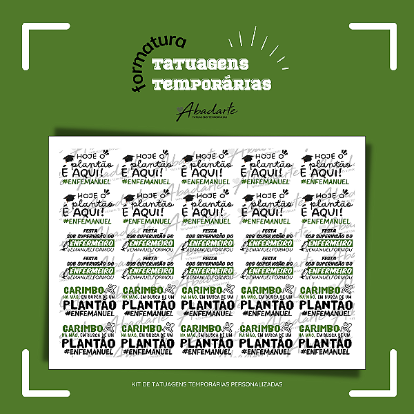 TATTOO  ENFERMAGEM (30 UNIDADES)