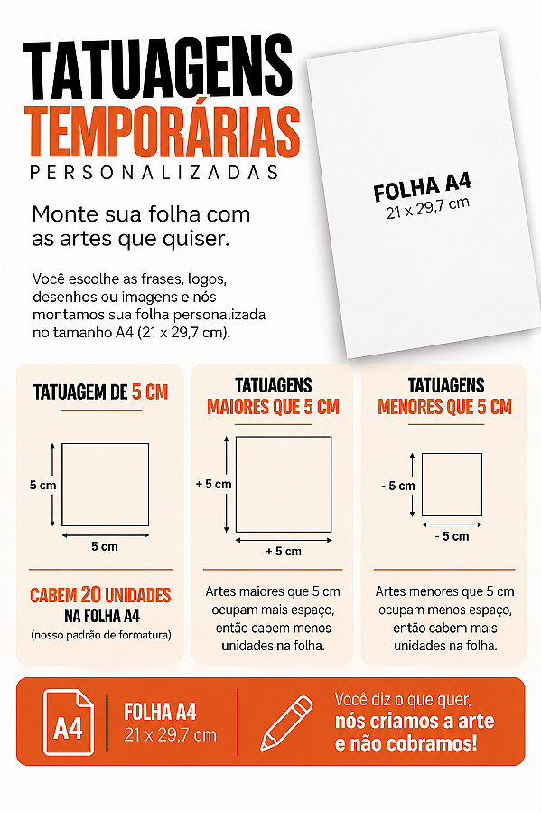 TATTOO PERSONALIZADA - FOLHA A4