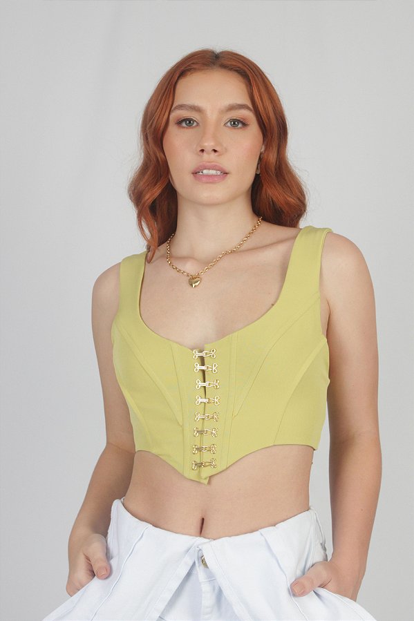 CROPPED CORSELET COLCHETE FRENTE VERDE