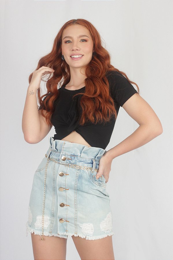 SAIA JEANS CLARA BOTÕES DESTROYED