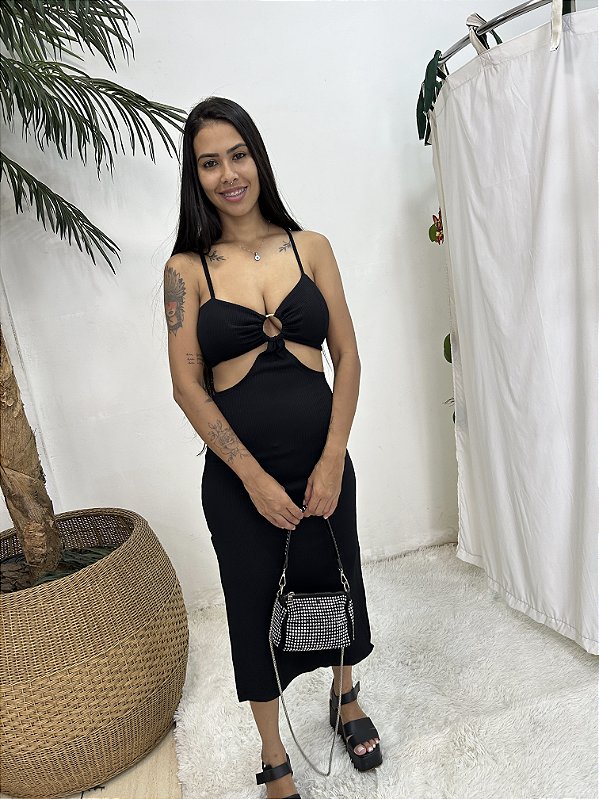VESTIDO MIDI FENDA