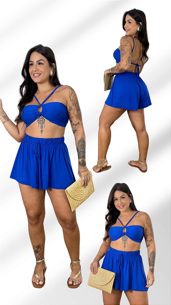 CONJUNTO TOP AMARRAÇÃO E SHORT MALHA