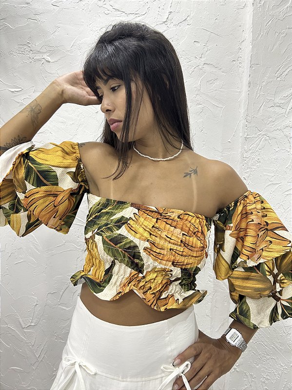 CROPPED LASTEX MANGA SOLTA