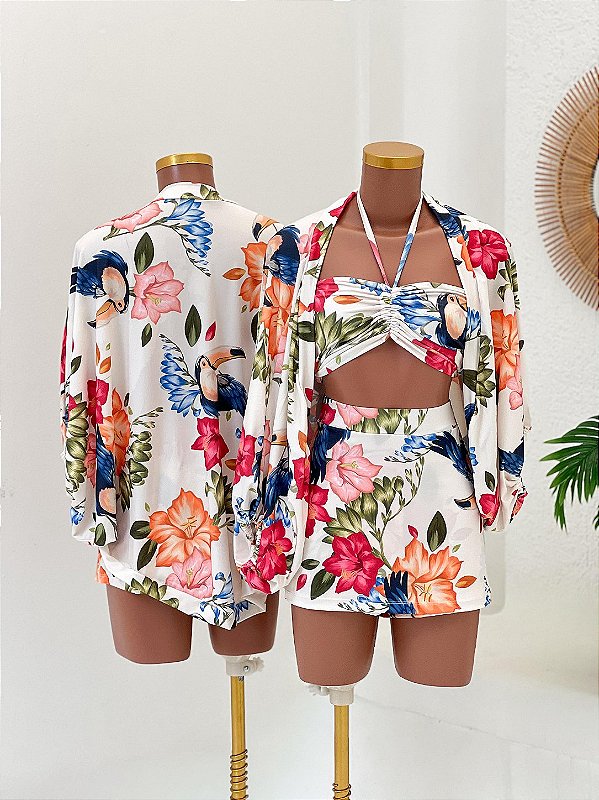 CONJUNTO SHORT TOP E KIMONO