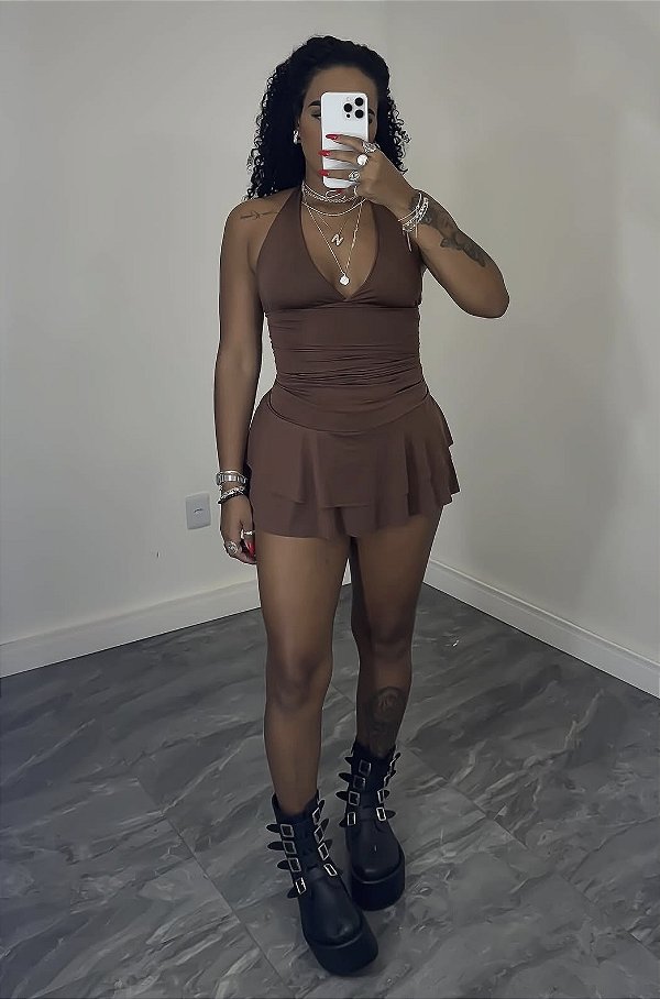 VESTIDO CURTO AMARRAÇÃO PESCOÇO