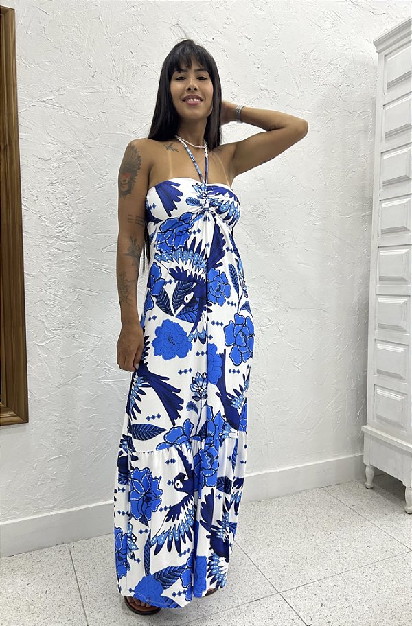 VESTIDO LONGO SAIA FRANZIDA (VESTE DO P ao G)